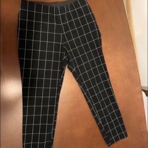Comfortable Black Plaid Ankle-Length Pants